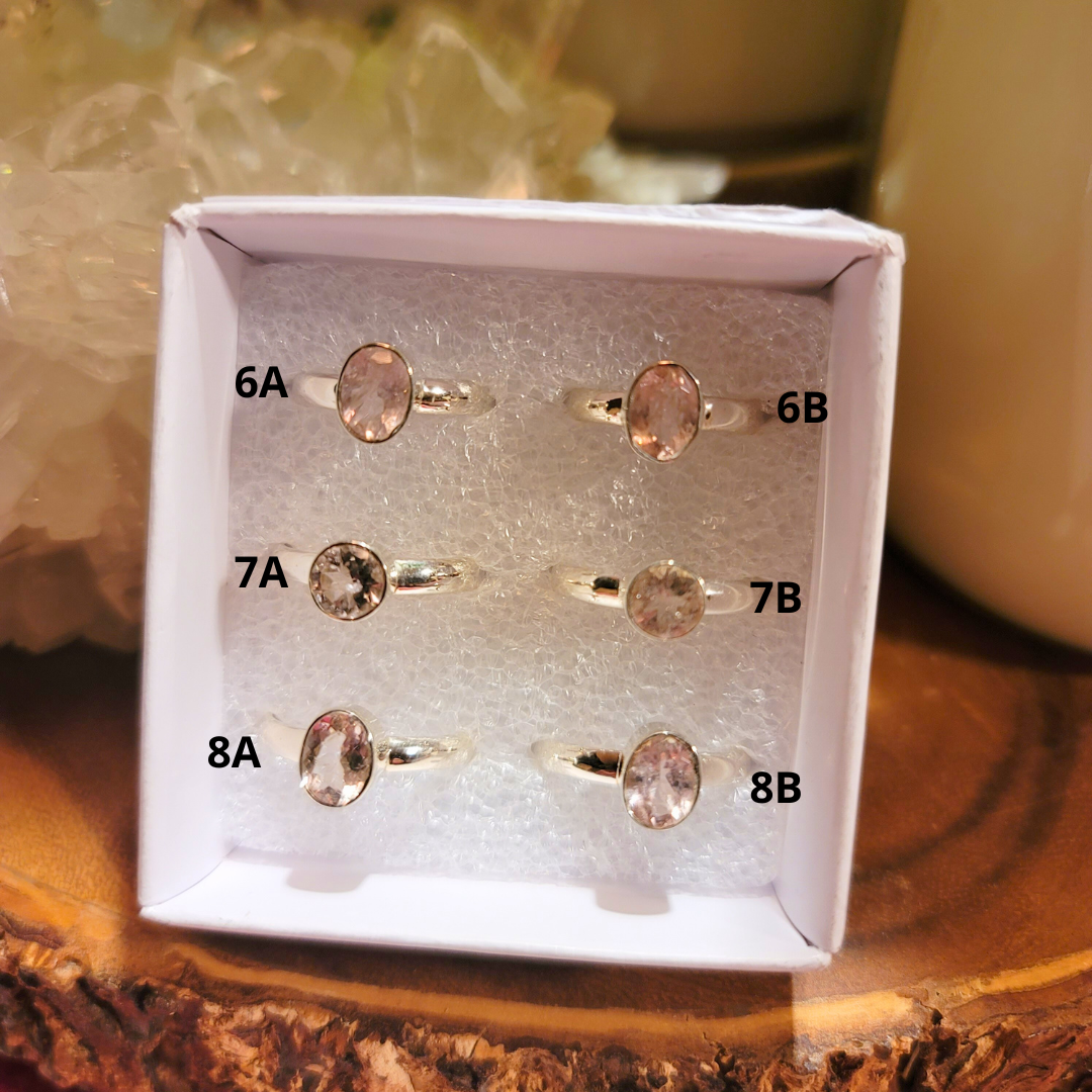 Morganite Ring || .925 Sterling Silver - sizes 6-8