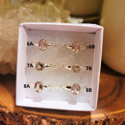 Morganite Ring || .925 Sterling Silver - sizes 6-8