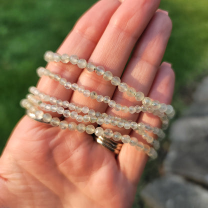 Prehnite Faceted Bracelet - 3-4mm Beads - Calming, Connection, Healing