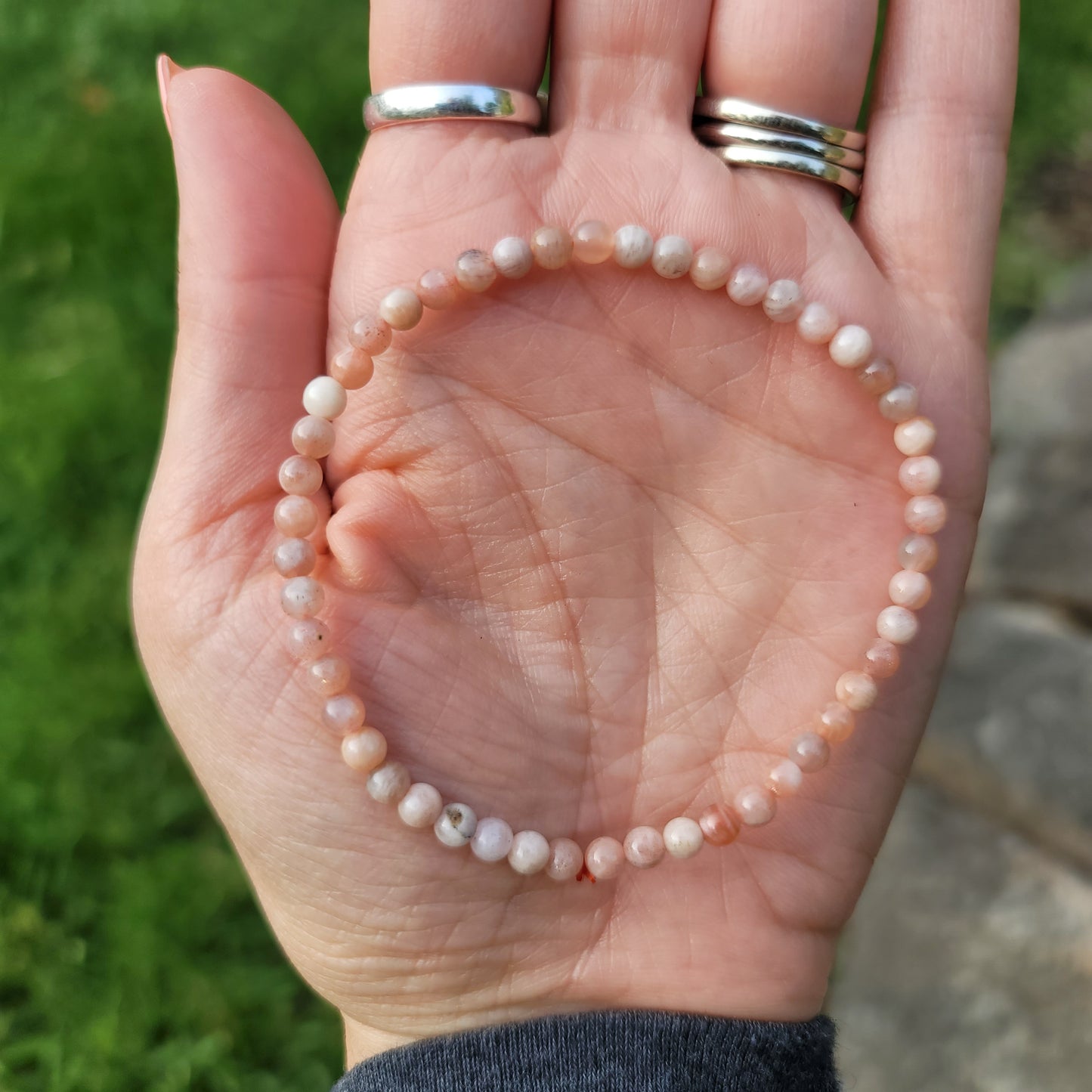 Peach Moonstone Bracelet - 4mm Beads - Emotional Balance, Divine Feminine, Intuition