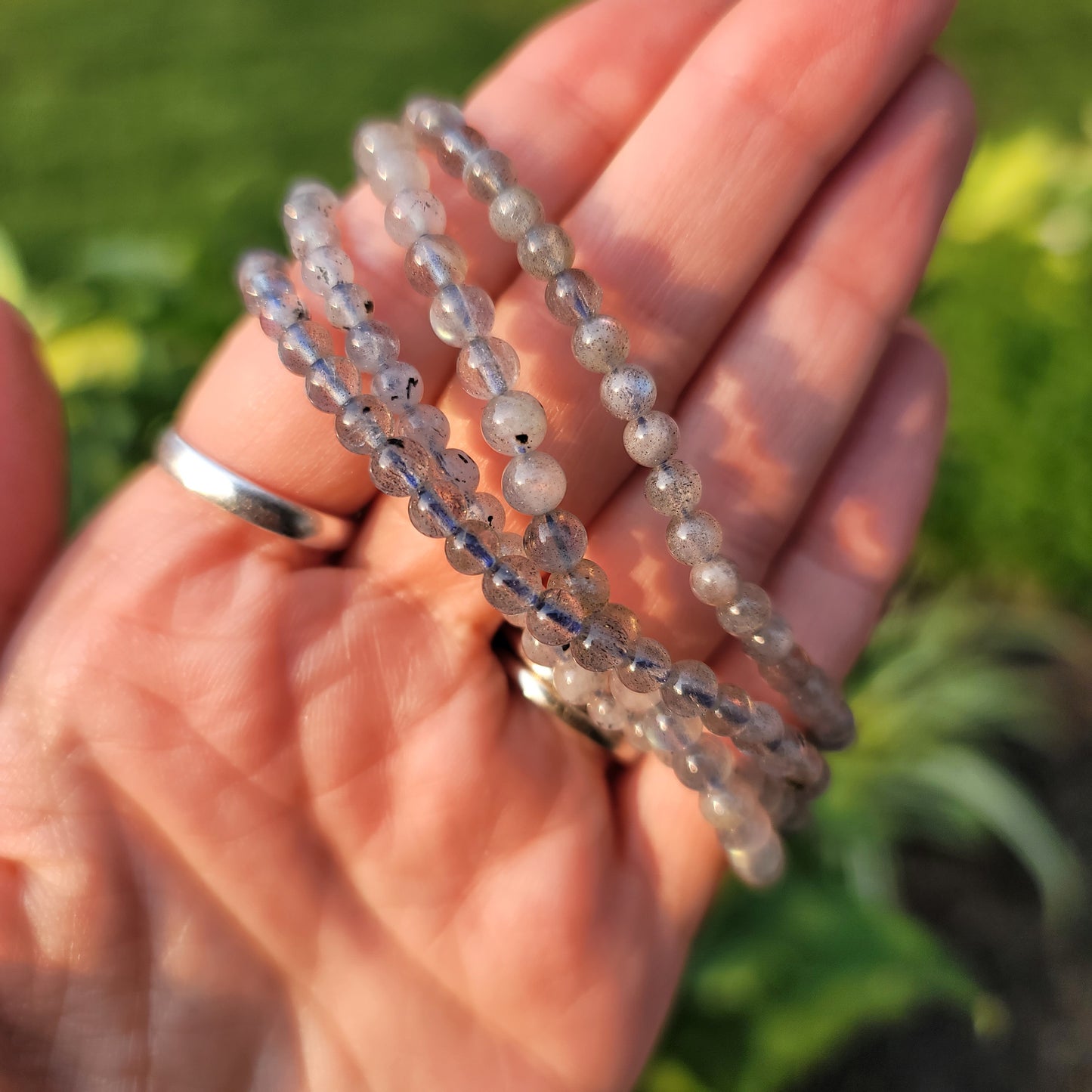 Labradorite Bracelet - 4mm Beads - Protection, transformation, mental clarity
