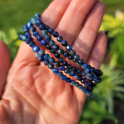 Blue Kyanite Faceted Bracelet - 4mm Beads - Alignment, Communication, Tranquility