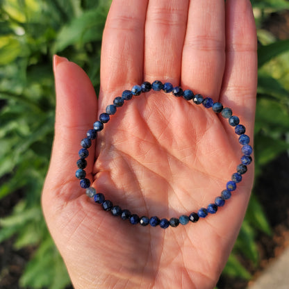 Blue Kyanite Faceted Bracelet - 4mm Beads - Alignment, Communication, Tranquility