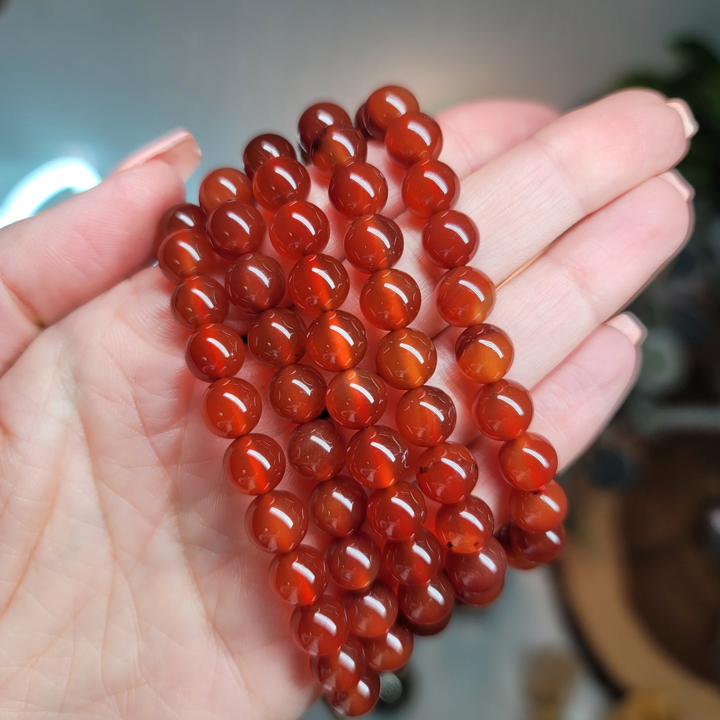 Carnelian Bracelet - 8mm Beads - Passion, Creativity, Stability