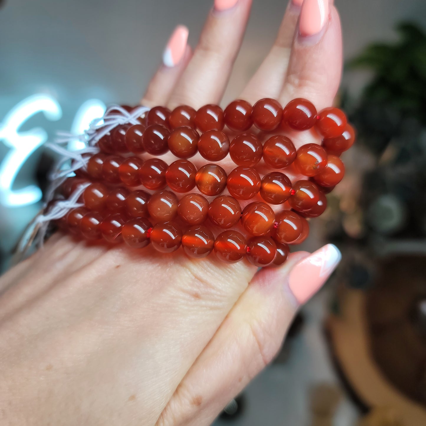 Carnelian Bracelet - 8mm Beads - Passion, Creativity, Stability