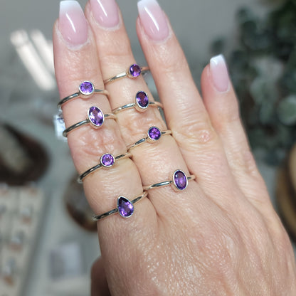 Amethyst Stackable Rings | Sizes 4, 5, 6, 7, 8, 9