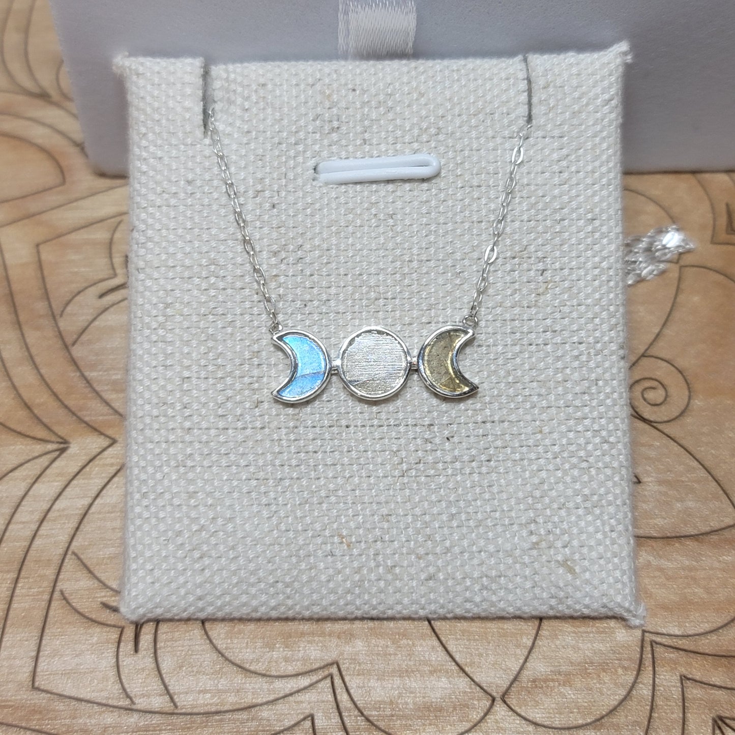 Labradorite Moon Phase Necklace | Sterling Silver Chain
