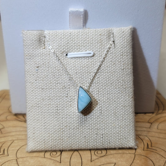 Larimar Polished Pendant 001 | .925 Sterling Silver Chain