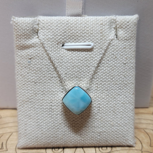 Larimar Polished Pendant 002| .925 Sterling Silver Chain