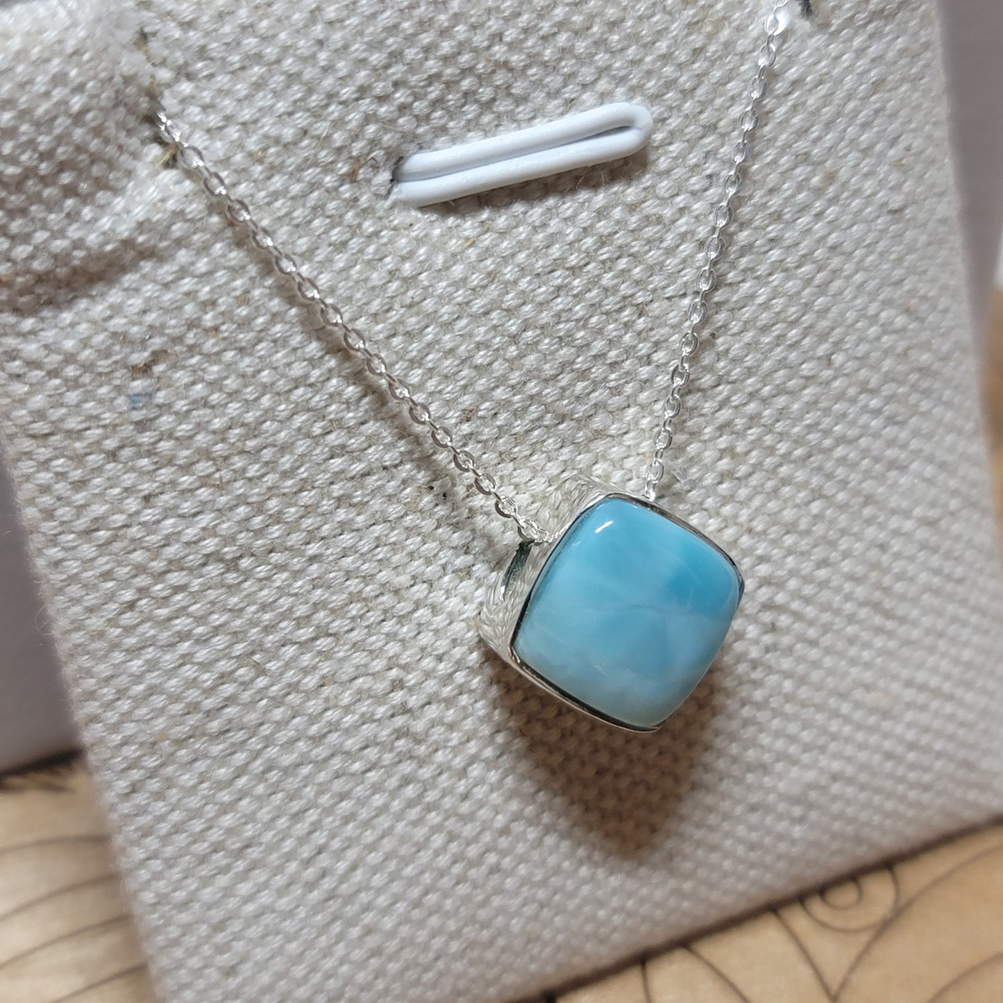 Larimar Polished Pendant 002| .925 Sterling Silver Chain