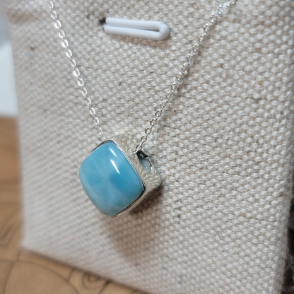 Larimar Polished Pendant 002| .925 Sterling Silver Chain