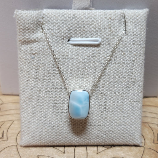 Larimar Polished Pendant 003| .925 Sterling Silver Chain