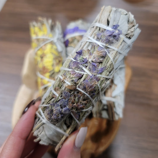 California White Sage & Lavender 4" Smudge Wand, Cleansing Ritual/Tool