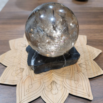 Rustic Black Marble Slab Sphere Holder