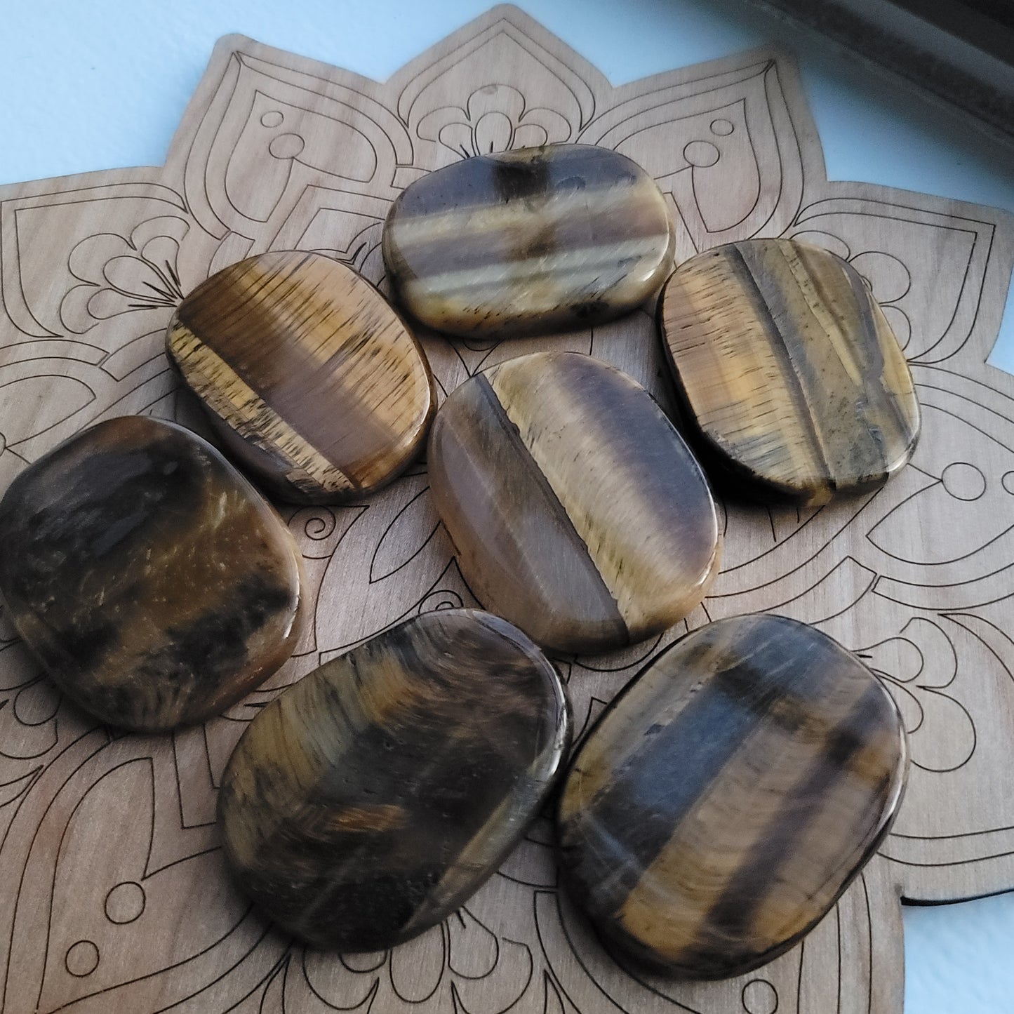 Tiger's Eye Flat Stone|| confidence, courage, energy