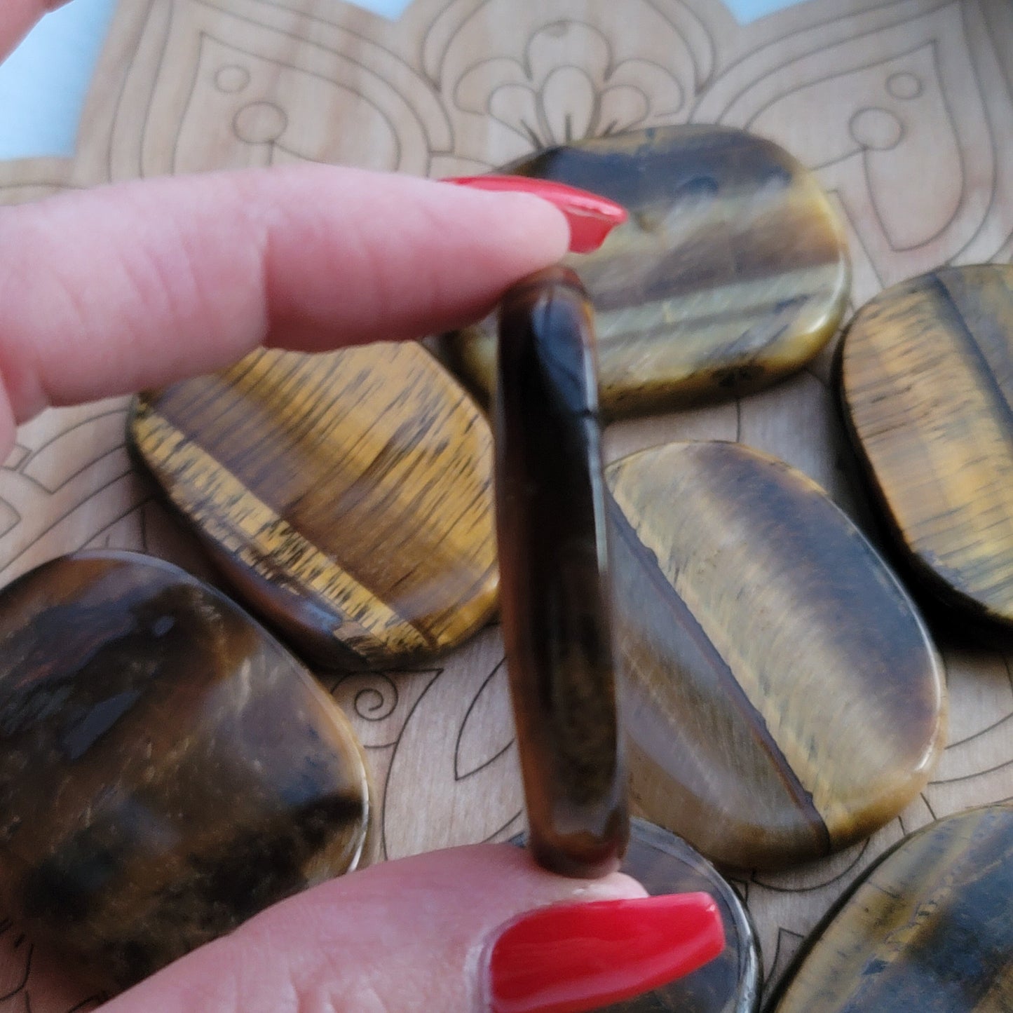 Tiger's Eye Flat Stone|| confidence, courage, energy