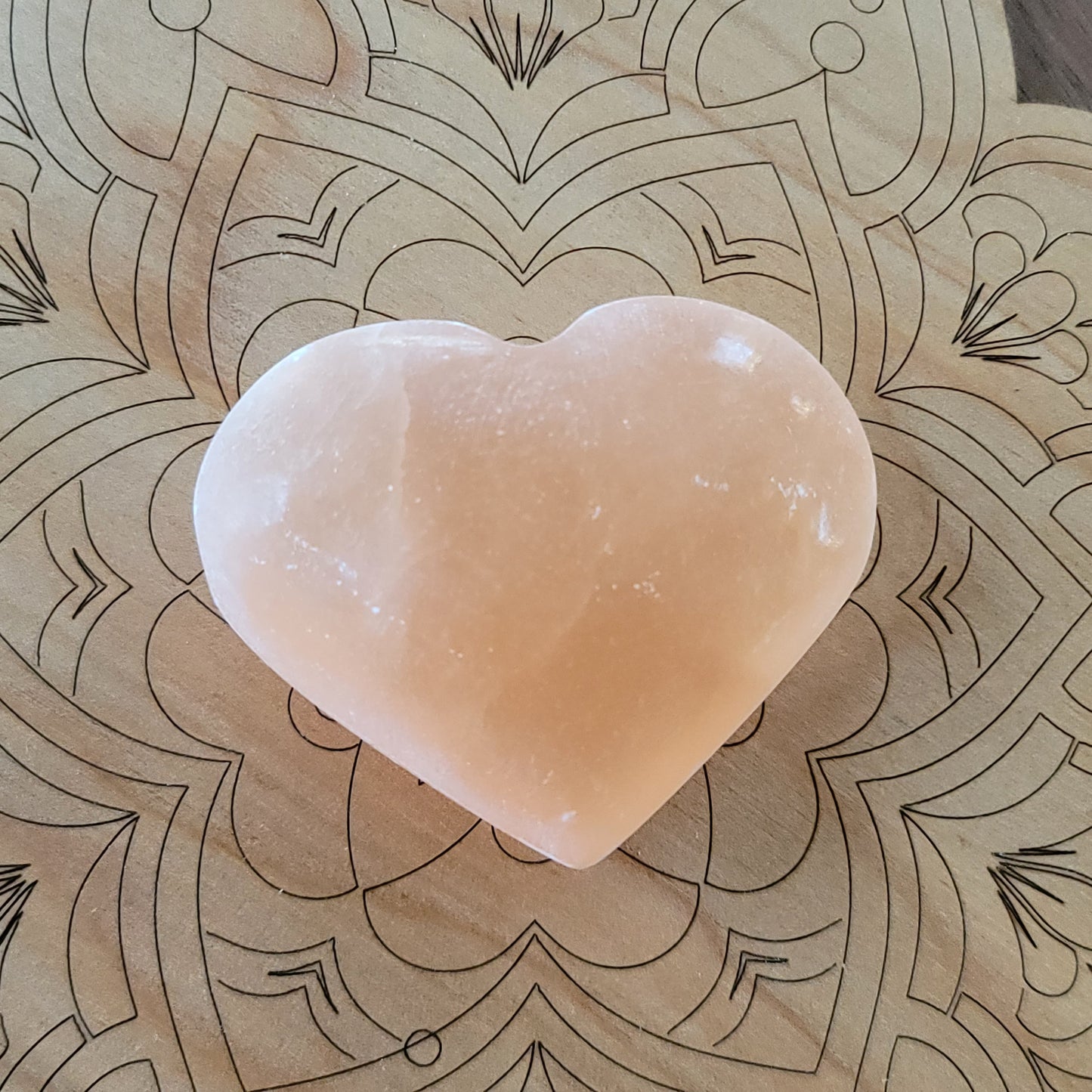 Peach Selenite Heart