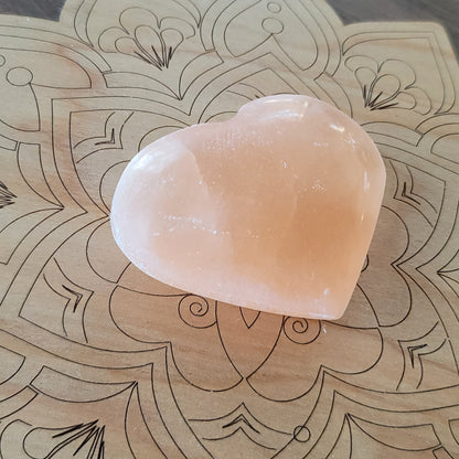 Peach Selenite Heart