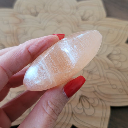 Peach Selenite Heart