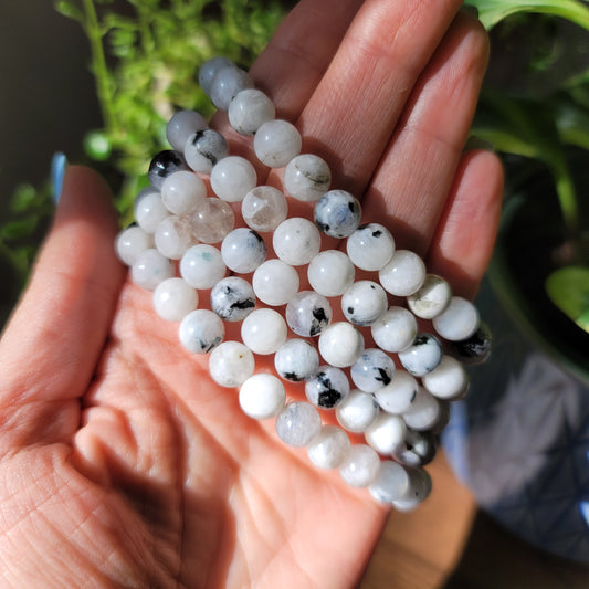 Rainbow Moonstone Bracelet - 8mm Beads