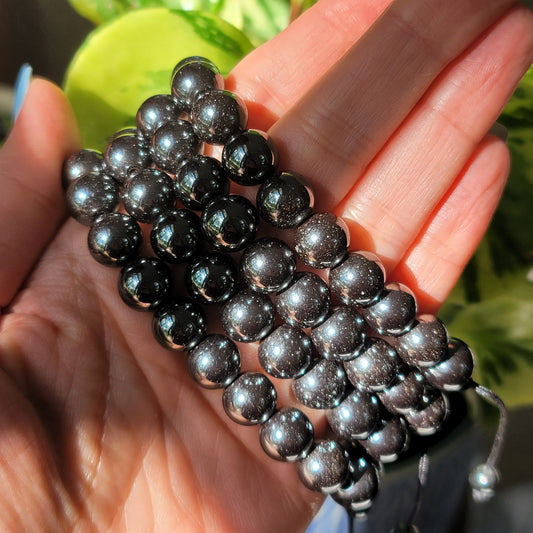Hematite Bracelet - Adjustable - 10mm Beads