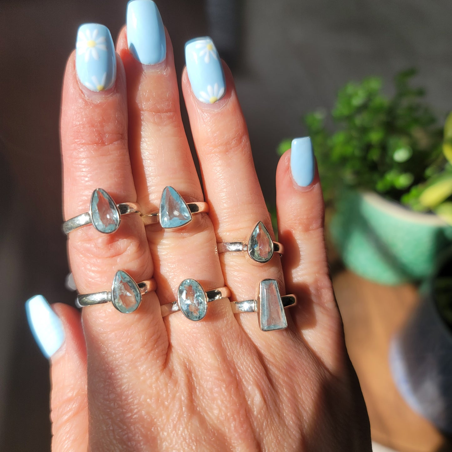 Aquamarine Faceted Ring || .925 Sterling Silver - various sizes