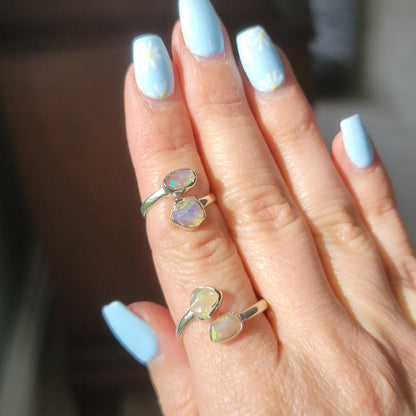 Ethiopian Opal Semi-Adjustable Rings || .925 Sterling Silver