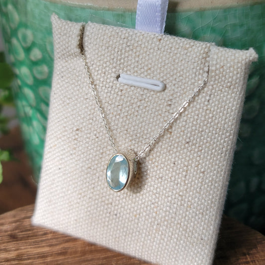 Aquamarine Faceted Pendant 01 | .925 Sterling Silver Chain