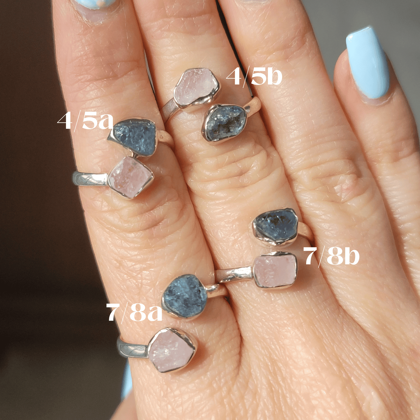 Aquamarine/Morganite Semi-Adjustable Rings || .925 Sterling Silver