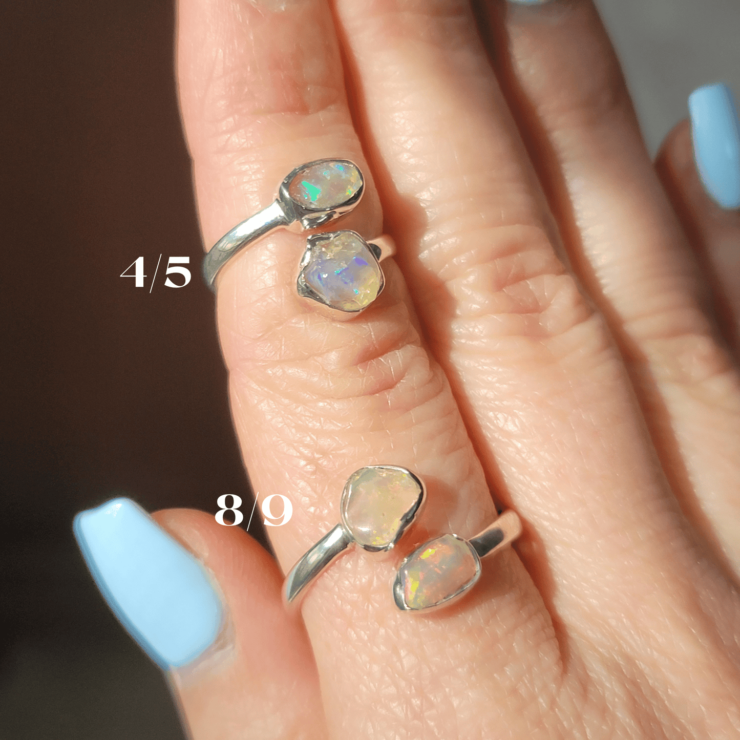 Ethiopian Opal Semi-Adjustable Rings || .925 Sterling Silver