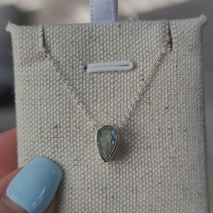 Aquamarine Faceted Pendant 04 | .925 Sterling Silver Chain