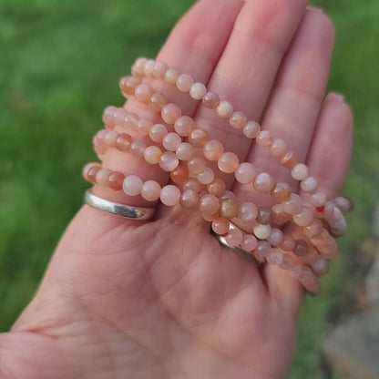 Peach Moonstone Bracelet - 4mm Beads - Emotional Balance, Divine Feminine, Intuition