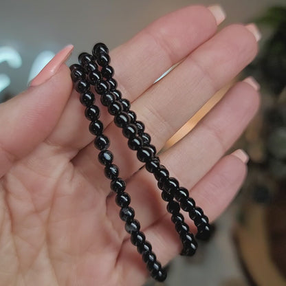 Black Tourmaline - 4mm Beads - grounding, protection, removes negativity