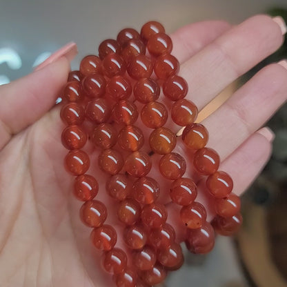 Carnelian Bracelet - 8mm Beads - Passion, Creativity, Stability