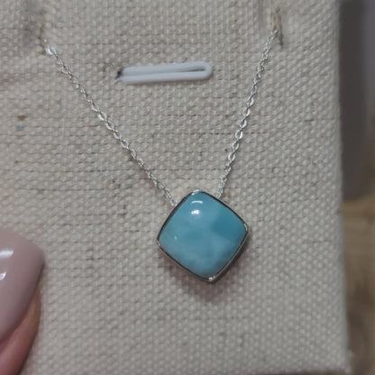 Larimar Polished Pendant 002| .925 Sterling Silver Chain