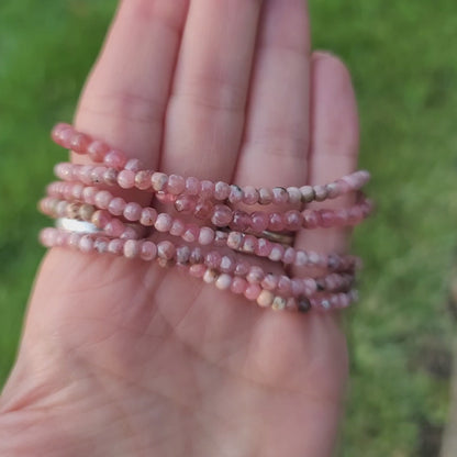 Rhodochrosite Bracelet - 4mm Beads - Love, Transformation, Joy