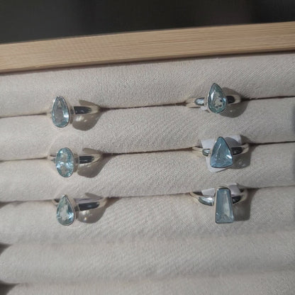 Aquamarine Faceted Ring || .925 Sterling Silver - various sizes