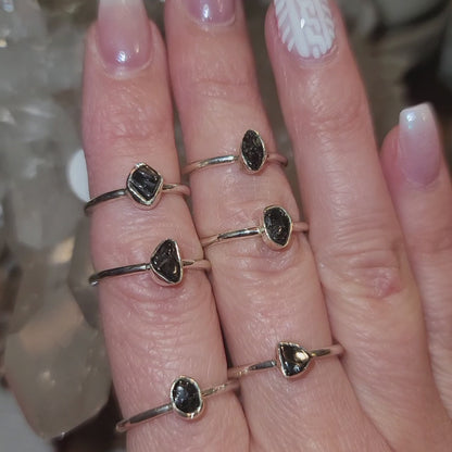 Black Tourmaline Stacker Ring || .925 Sterling Silver - sizes 4-10